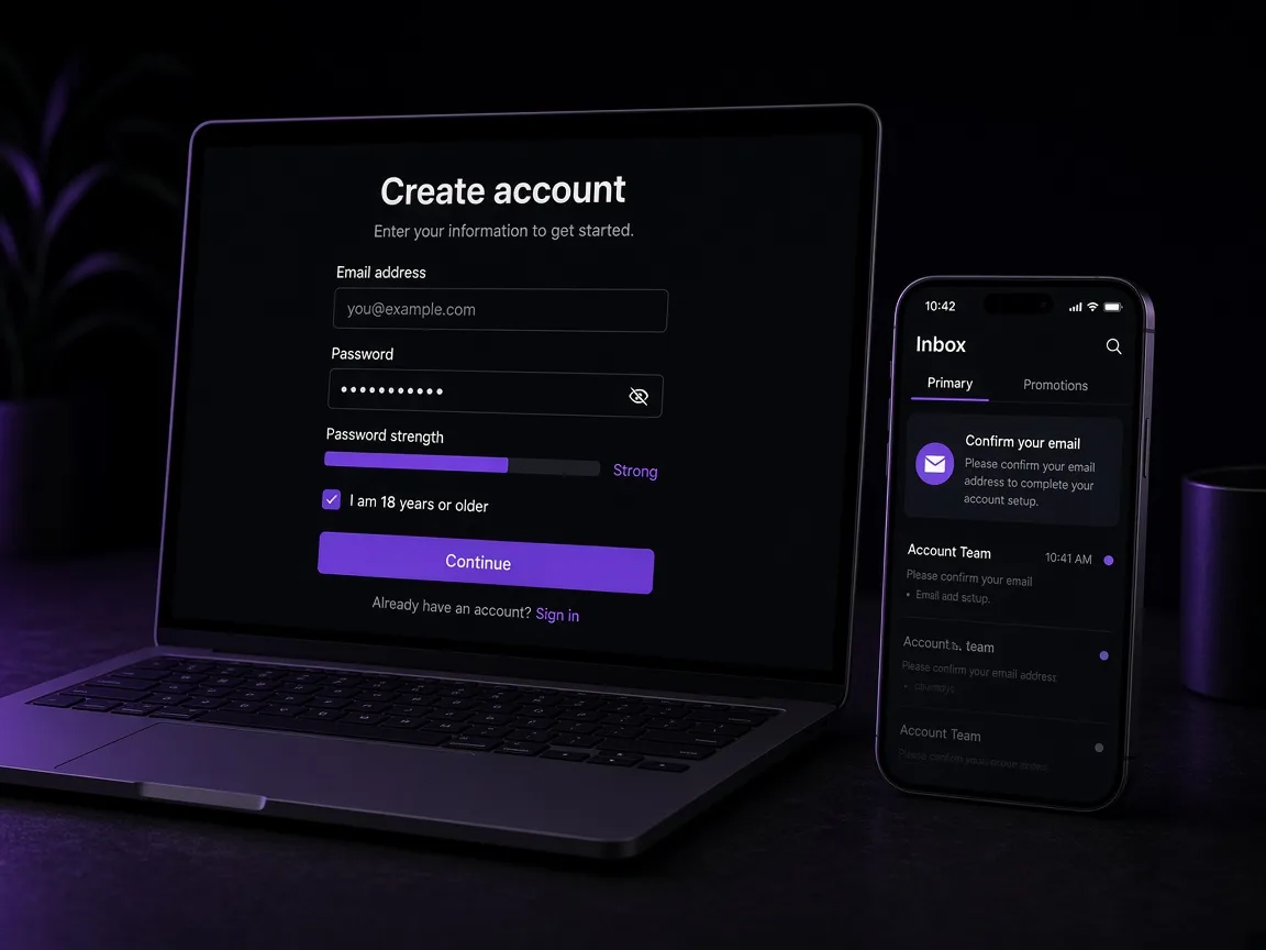 Account registration screen where location details must stay accurate